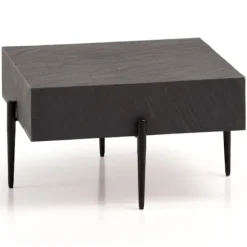 Rootz Modern Design Firkantet Sofabord - Antracit 3D Overflade - Håndlavet - Unik - Mango massivt træ - MDF - Højdejusterbare knopper - 64cm x 64cm x | Fyndiq