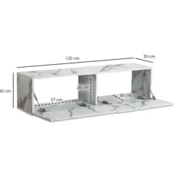 Rootz Modern Design hængende tv-underskab - marmorlook - tv-kiste - ridsefast - 120 cm x 30 cm x 30 cm