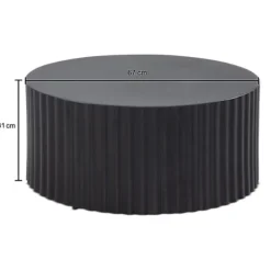 Rootz Modern Design Sofabord - Rundt bord - Elegant Lamellook - Håndlavet - Anti-Slip Nubs - Pulverlakeret jern - 67cm x 67cm x 31cm