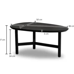 Rootz Modern Design Sofabord - Nyreformet bord - Stativstel - Håndlavet - Mangotræ - Sort - 86 cm x 50 cm x 37 cm - Tidløst udseende - Naturligt træko | Fyndiq