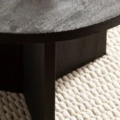 Rootz Modern Design Sofabord - Rundt bord - Stativstel - Håndlavet - Mango massivt træ - Unikt - Sort - 60cm x 60cm x 33cm