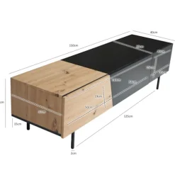 Rootz Modern Design TV Underskab - Lowboard - Eg Dekoration - Rektangulær opbevaring - Rummelig hylde - 150 cm x 40 cm x 40 cm