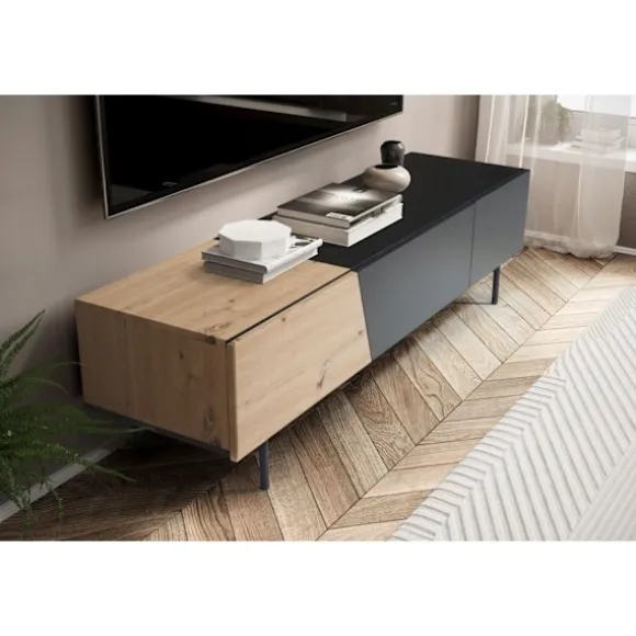Rootz Modern Design TV Underskab - Lowboard - Eg Dekoration - Rektangulær opbevaring - Rummelig hylde - 150 cm x 40 cm x 40 cm
