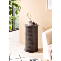 Rootz Modern kommode - Skænk - Opbevaringsskab - Mangotræ - Unik korn - Massivt træ - Sort - 34cm x 65cm x 34cm