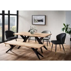 Rootz Modern Loft Spisebord - Massivt træbord - Rektangulært bord - Unikt design - 160 cm x 80 cm x 76 cm x 4 cm