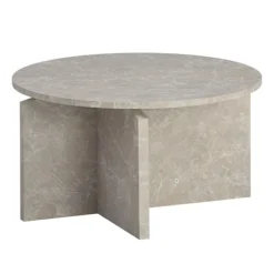 Rootz Modern Round Sofabord - Accent Bord - Grå look Tabel - Anti -slip -puder - 60 cm x 60 cm x 33 cm