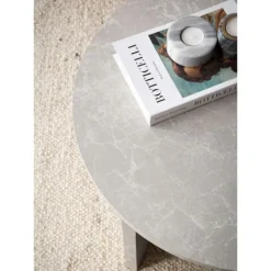 Rootz Modern Round Sofabord - Accent Bord - Grå look Tabel - Anti -slip -puder - 60 cm x 60 cm x 33 cm
