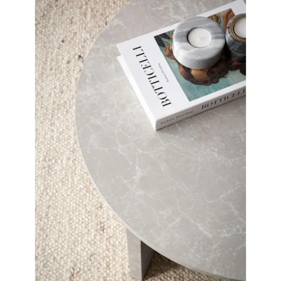 Rootz Modern Round Sofabord - Accent Bord - Grå look Tabel - Anti -slip -puder - 60 cm x 60 cm x 33 cm