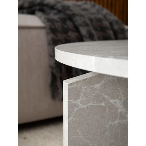 Rootz Modern Round Sofabord - Accent Bord - Grå look Tabel - Anti -slip -puder - 60 cm x 60 cm x 33 cm