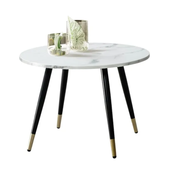 Rootz Modern Round Sofabord - Accent Bord - Stue Bord - White Look - Elegant design - 60 cm x 60 cm x 41 cm
