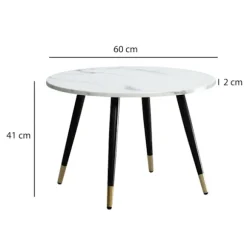 Rootz Modern Round Sofabord - Accent Bord - Stue Bord - White Look - Elegant design - 60 cm x 60 cm x 41 cm