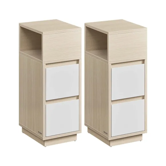 Rootz Modern Sengeborde - Natborde - Opbevaringsskabe - Træspånplade - MDF - 30 cm x 25 cm x 65 cm - 19,2 kg - 45,4 kg Bordplade Kapacitet