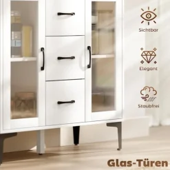 Rootz Modern skænk - Buffetskab - Opbevaringsskab - Soft Close, Justerbare hylder, Easy-Clean, Hvid, 90 x 38 x 86 cm