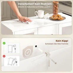 Rootz Modern skænk - Buffetskab - Opbevaringsskab - Soft Close, Justerbare hylder, Easy-Clean, Hvid, 90 x 38 x 86 cm