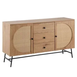 Rootz Modern skænk - Stilfuld opbevaringsenhed - Eg dekorationsskab - Justerbare hylder - 140 cm x 80 cm x 40 cm