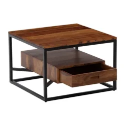 Rootz Modern sofabord - Firkantet bord - Opbevaringsplads - Metalstel - 60 cm x 60 cm x 40 cm