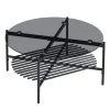 Rootz Modern Sofabord - Rundt glasbord - Sort metalstel - Elegant og kompakt - 80 cm x 80 cm x 40 cm