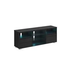 Rootz Modern TV Stand - Underholdningsenhed - Mediekonsol - Spånplade og hærdet glas - 40 cm x 160 cm x 60 cm - Sort - 37,2 kg - 90 kg Kapacitet