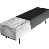Rootz Modern TV Underskab - Lowboard - Marmor Decor - Rektangulær opbevaring - Rummelig hylde - 150 cm x 40 cm x 40 cm - Hvid & Sort - Velegnet til tv | Fyndiq