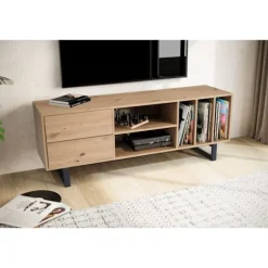 Rootz Modern TV Underskab - TV Stand - Eg Dekoration - Rektangulær opbevaring - Rummelig - Organiseret - 150cm x 55cm x 40cm