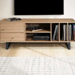 Rootz Modern TV Underskab - TV Stand - Eg Dekoration - Rektangulær opbevaring - Rummelig - Organiseret - 150cm x 55cm x 40cm