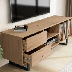 Rootz Modern TV Underskab - TV Stand - Eg Dekoration - Rektangulær opbevaring - Rummelig - Organiseret - 150cm x 55cm x 40cm