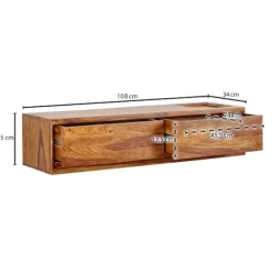 Rootz Modern TV Underskab - Lowboard - Underholdningscenter - Håndlavet - Sheesham Wood - 108cm x 25cm x 34cm - Fjernbetjeningsopbevaring - Rummelige | Fyndiq
