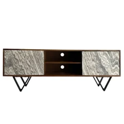 Rootz Modern TV-enhed - Mediekonsol - Underholdningsstativ - Rigelig opbevaring - 150 cm x 56 cm x 35 cm - Hvide 3D stendøre