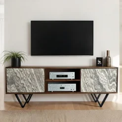 Rootz Modern TV-enhed - Mediekonsol - Underholdningsstativ - Rigelig opbevaring - 150 cm x 56 cm x 35 cm - Hvide 3D stendøre