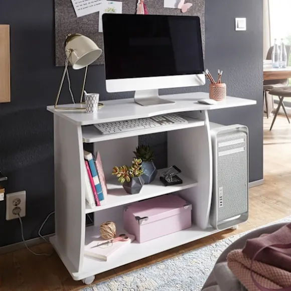 Rootz moderne computerbord med pc-hylde - Tidløst design - Opbevaringsmuligheder - Afrundede 3D-hjørner - 90 cm x 71 cm x 50 cm