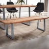 Rootz moderne design spisestuebænk - massiv træbænk - trækantssæde - trapezformede metalben - håndlavet - akacietræ - 180 cm x 40 cm x 45,5 cm