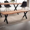 Rootz moderne design spisestuebænk - træbænk - naturligt trækorn - faste x-formede metalben - 180 cm x 40 cm x 45,5 cm