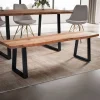 Rootz moderne design spisestuebænk - sæde i massivt træ - udtryksfulde trækanter - trapezformede metalben - håndlavet - 160 cm x 40 cm x 45,5 cm