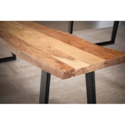 Rootz moderne design spisestuebænk - sæde i massivt træ - udtryksfulde trækanter - trapezformede metalben - håndlavet - 160 cm x 40 cm x 45,5 cm