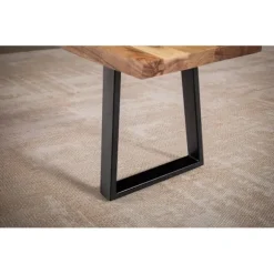 Rootz moderne design spisestuebænk - sæde i massivt træ - udtryksfulde trækanter - trapezformede metalben - håndlavet - 160 cm x 40 cm x 45,5 cm