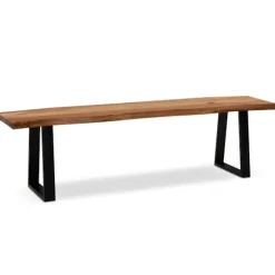 Rootz moderne design spisestuebænk - sæde i massivt træ - udtryksfulde trækanter - trapezformede metalben - håndlavet - 160 cm x 40 cm x 45,5 cm