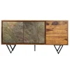 Rootz moderne skænk - Stilfuldt opbevaringsskab - 3D-døre i stenlook - Håndlavet unikt design - 150 cm x 55 cm x 40 cm