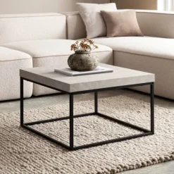 Rootz Moderne sofabord - Accent Bord - Stue Bord - Matte sten Look Top - Anti -Slip Pads - 60 cm x 60 cm x 38 cm