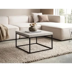 Rootz Moderne sofabord - Accent Bord - Stue Bord - Matte sten Look Top - Anti -Slip Pads - 60 cm x 60 cm x 38 cm
