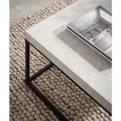 Rootz Moderne sofabord - Accent Bord - Stue Bord - Matte sten Look Top - Anti -Slip Pads - 60 cm x 60 cm x 38 cm