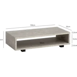 Rootz Moderne sofabord - Mat Stone Look - Open Storage - Scratch -Proof Design - 100 cm x 50 cm x 25 cm