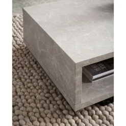 Rootz Moderne sofabord - Mat Stone Look - Open Storage - Scratch -Proof Design - 100 cm x 50 cm x 25 cm