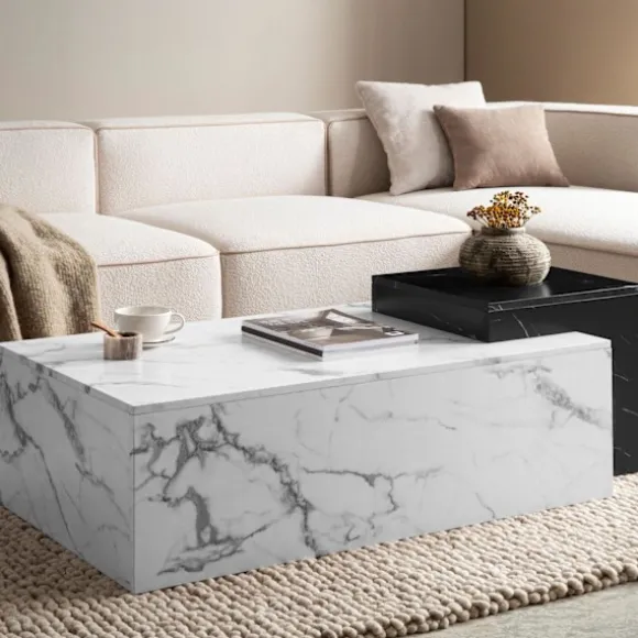 Rootz Moderne sofabord - Matt White Look - 2 Niveauopbevaring - Ekstra plads til tilbehør - 120 cm x 60 cm x 40 cm