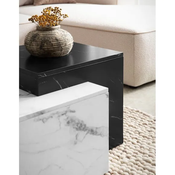 Rootz Moderne sofabord - Matt White Look - 2 Niveauopbevaring - Ekstra plads til tilbehør - 120 cm x 60 cm x 40 cm