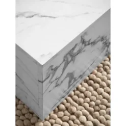 Rootz Moderne sofabord - Matt White Look - 2 Niveauopbevaring - Ekstra plads til tilbehør - 120 cm x 60 cm x 40 cm
