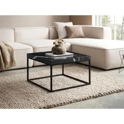 Rootz Moderne sofabord - Moderne midtpunkt - Stilfuld stuebord - Marmorudseende - 60 cm x 60 cm x 38 cm