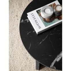 Rootz Moderne sofabord - Round Black Look - Stilfuldt lavt bord - Anti -slip -puder - 60 cm x 60 cm x 33 cm