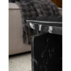 Rootz Moderne sofabord - Round Black Look - Stilfuldt lavt bord - Anti -slip -puder - 60 cm x 60 cm x 33 cm