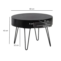 Rootz Moderne sofabord - Slående sofabord - Round Storage Table - Unik design - 60 cm x 60 cm x 43 cm