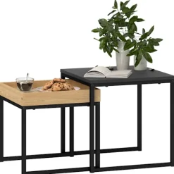 Rootz Moderne sofabordsæt - sofaborde - sideborde - holdbart MDF -stål - 45x45x45cm & 40x40x40cm